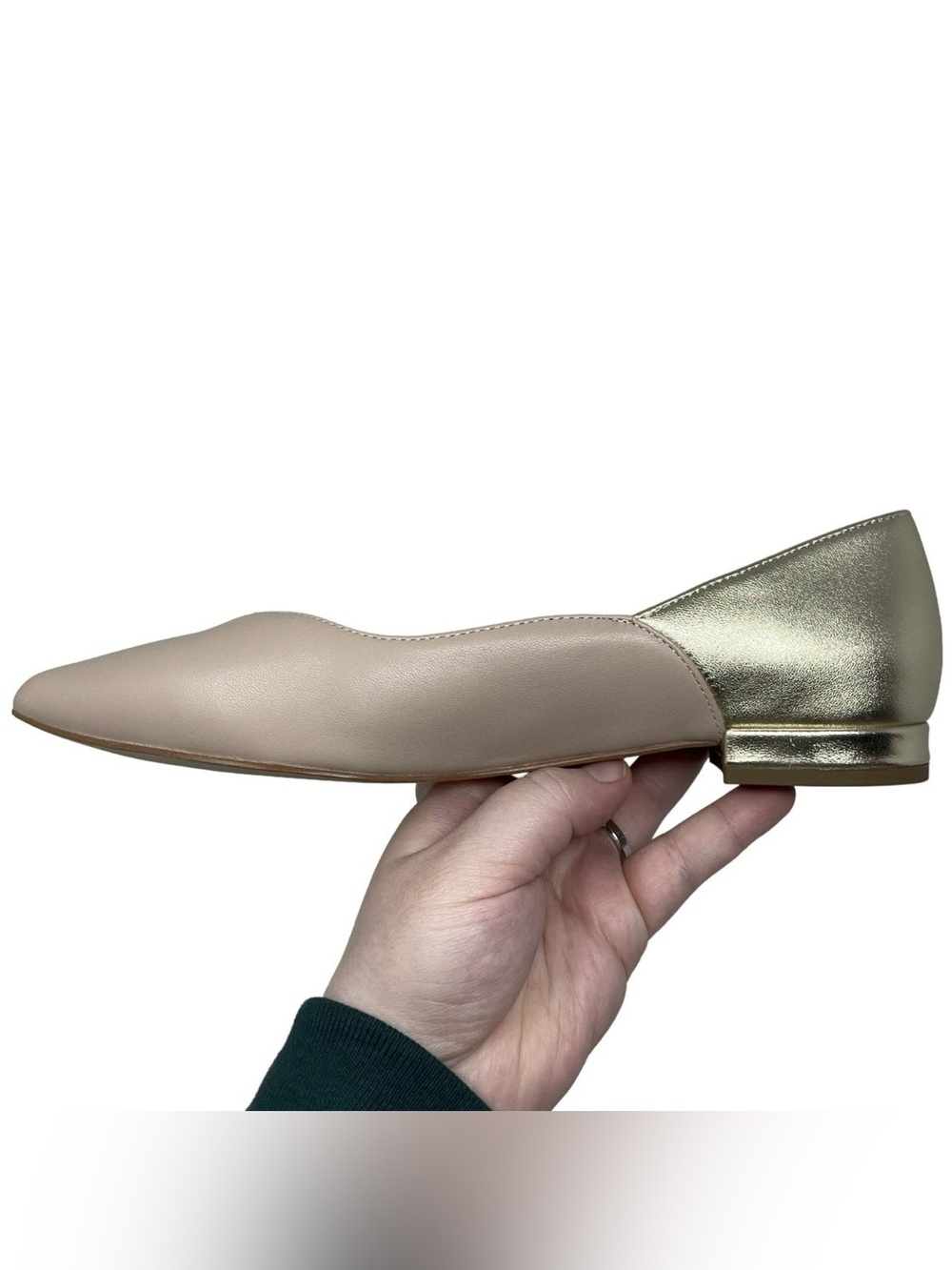 Talbots “Portia” Nude & Gold Metallic Back Nappa Leather Flats Women’s Size 7M - Picture 10 of 15